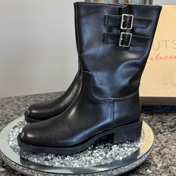 Coconuts by Matisse Basil Black mid calf Buckle moto Boots NEW 7 - Picture 5 of 17